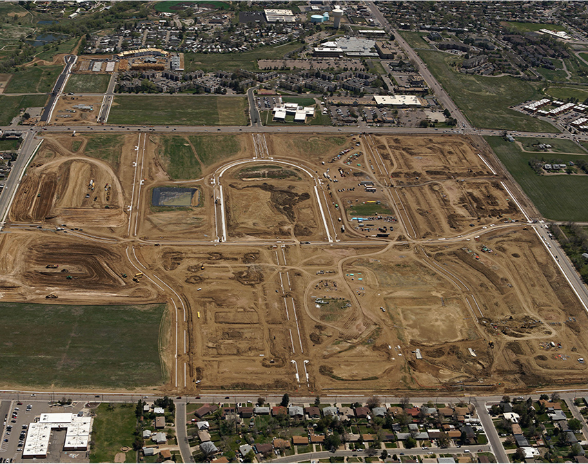 An aerial view of a site where a new development is being built